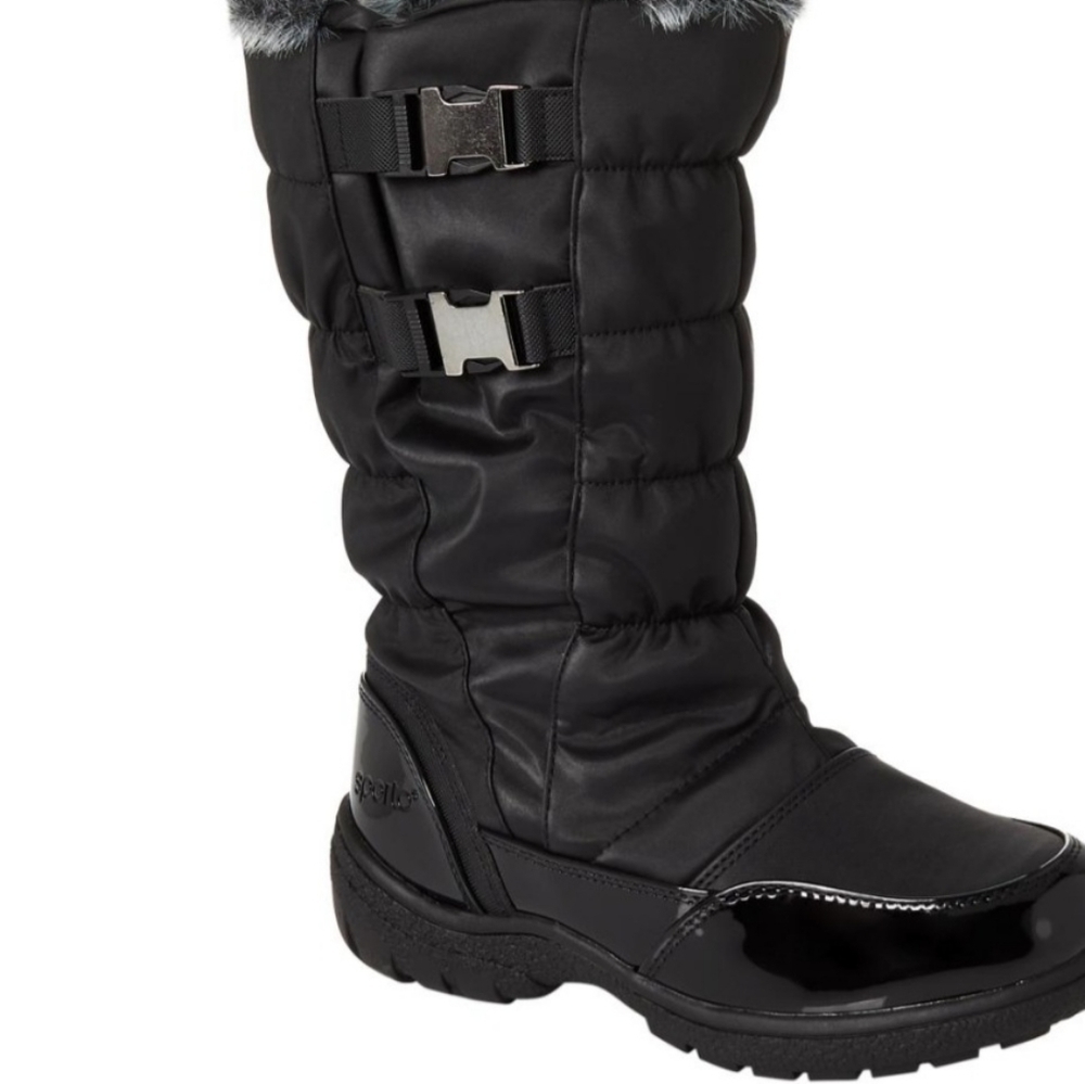 WATERPROOF WOMEN‎ BLACK FAUX FUR LINING ZIP UP  BOOTS 10M